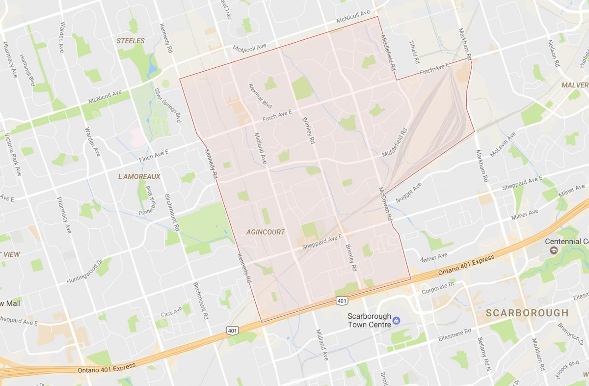Peta Agincourt lingkungan Toronto
