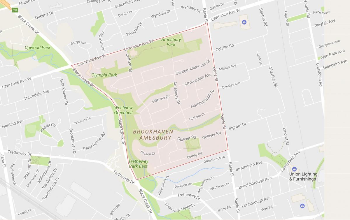 Peta dari Amesbury sekitar Toronto