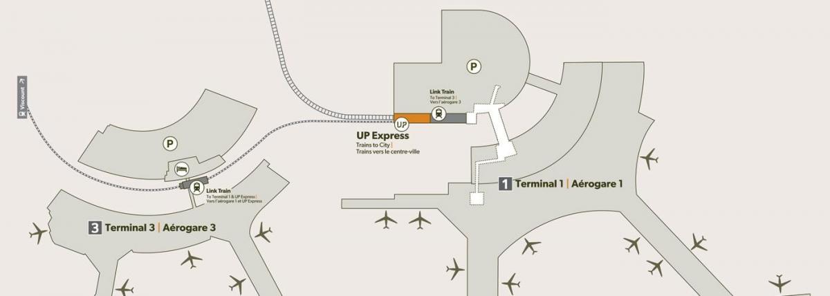 Peta dari bandara Pearson stasiun kereta api