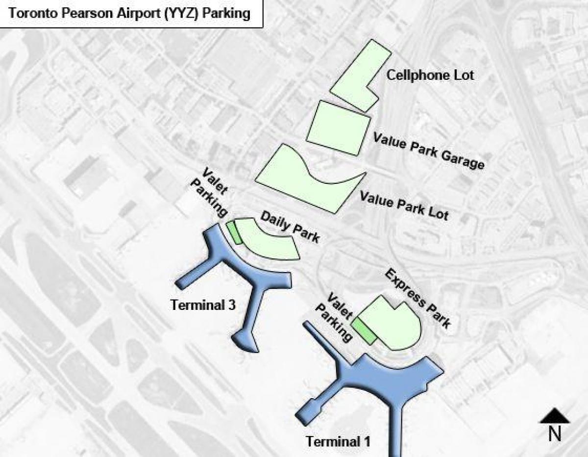 Peta dari bandara Toronto Pearson parkir