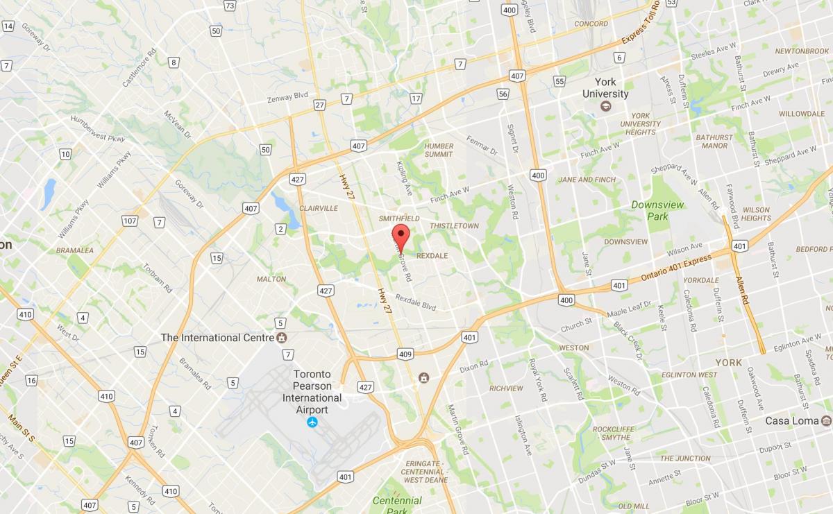 Peta Barat Humber-Clairville lingkungan Toronto