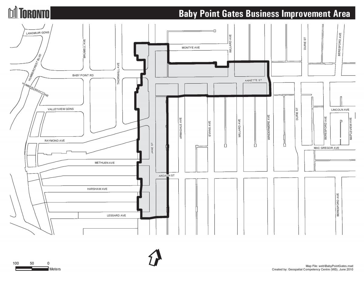Peta dari Bayi point gerbang Toronto