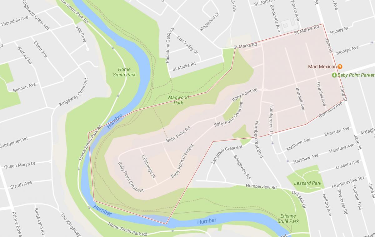 Peta dari Bayi Point lingkungan Toronto