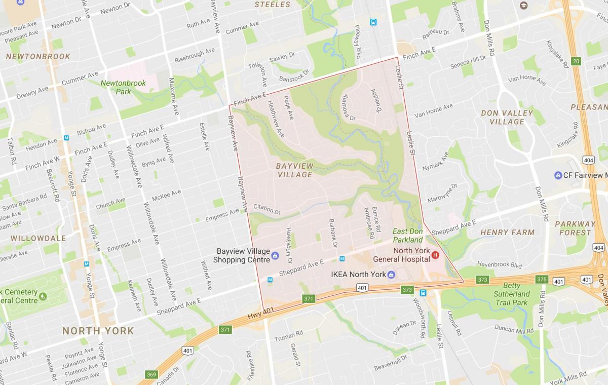Peta dari Bayview Desa lingkungan Toronto