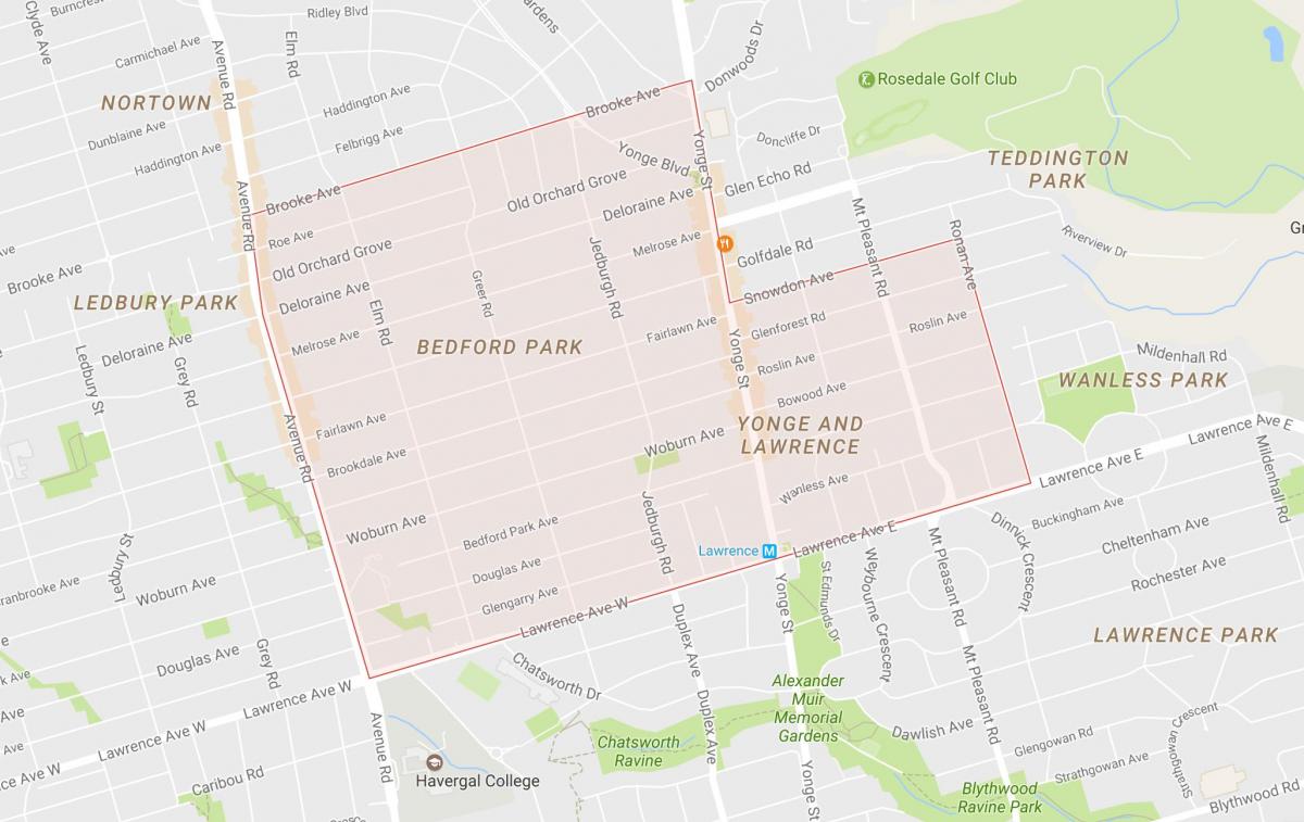 Peta dari Bedford Park sekitar Toronto