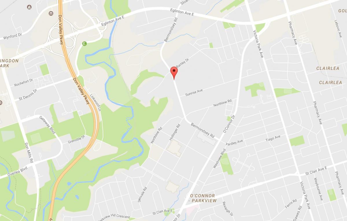 Peta dari Bermondsey lingkungan Toronto