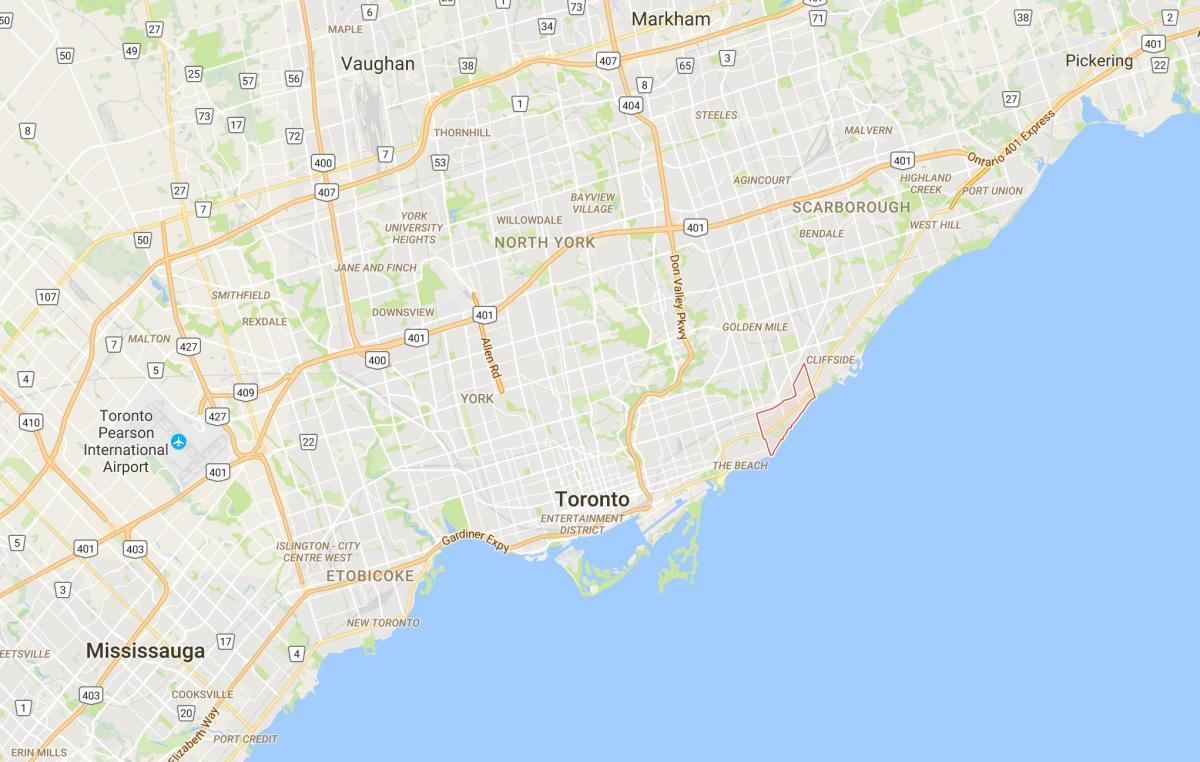 Peta dari Birch Tebing district, Toronto