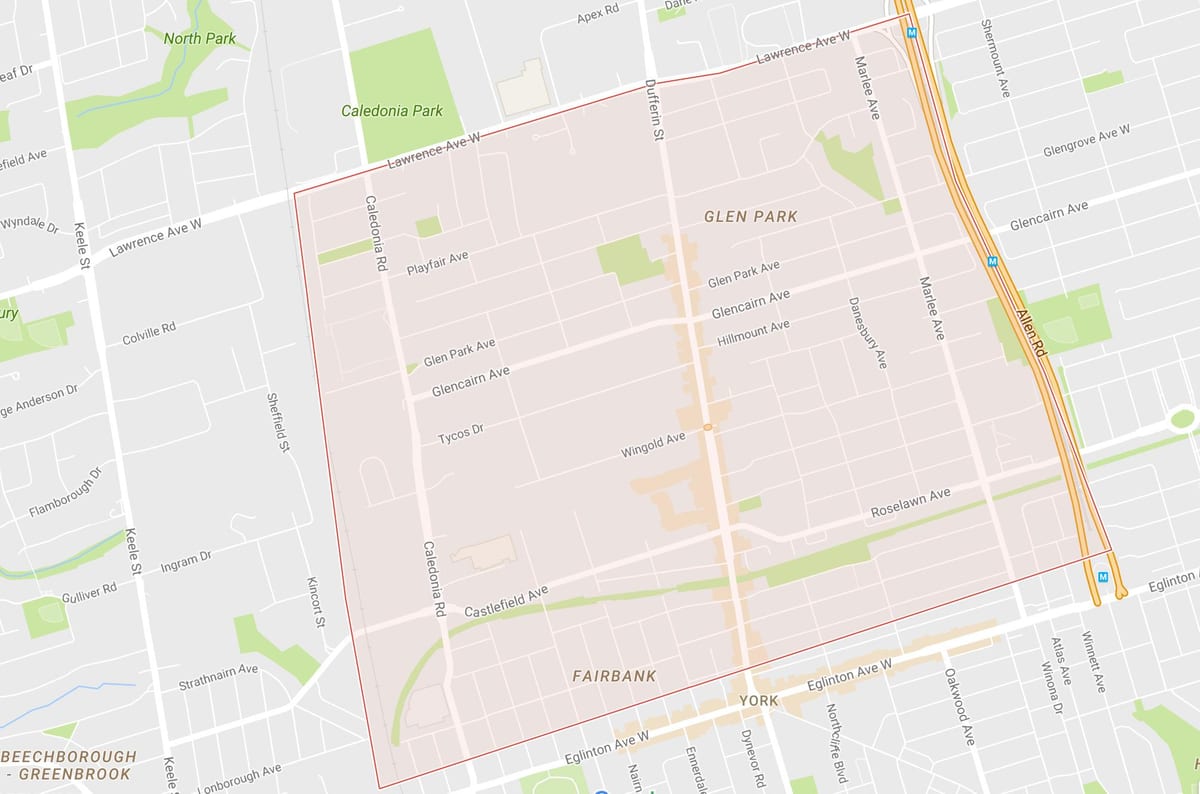 Peta dari Briar Hill–Belgravia lingkungan Toronto