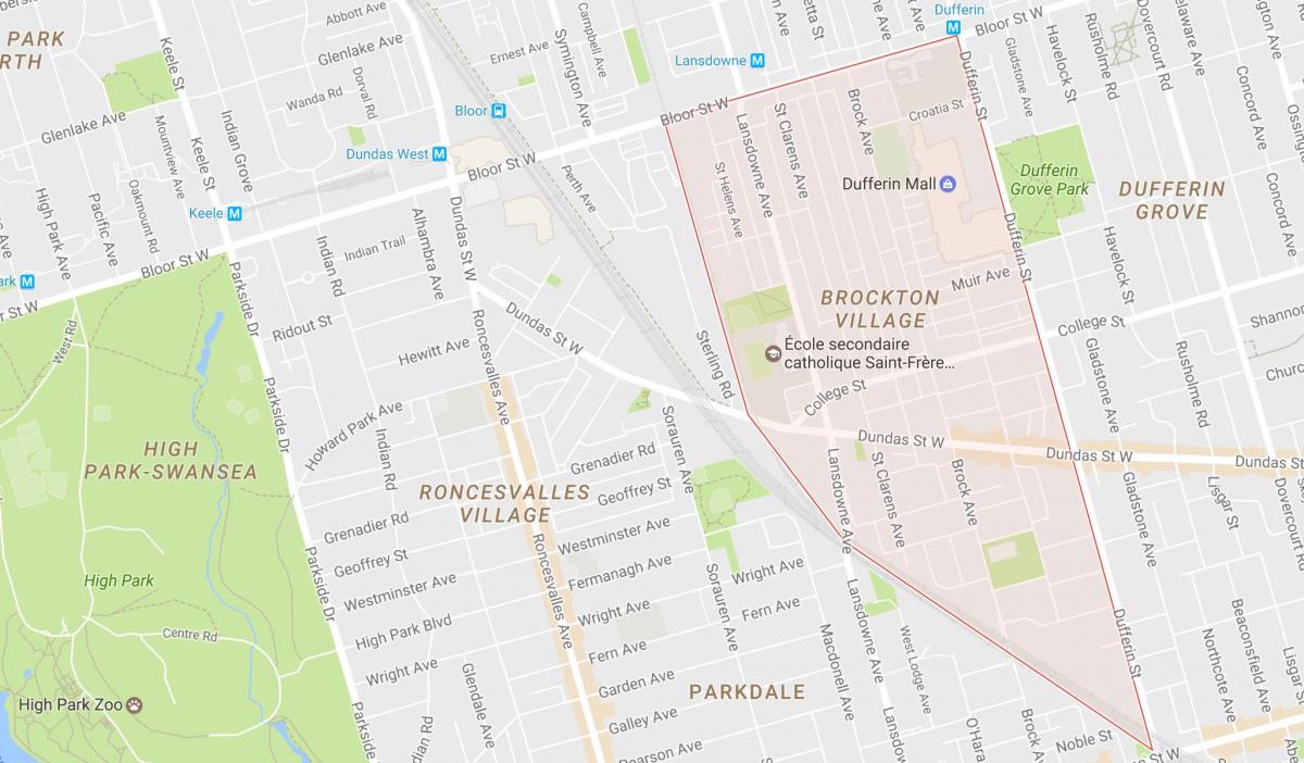 Peta dari Brockton Village lingkungan Toronto
