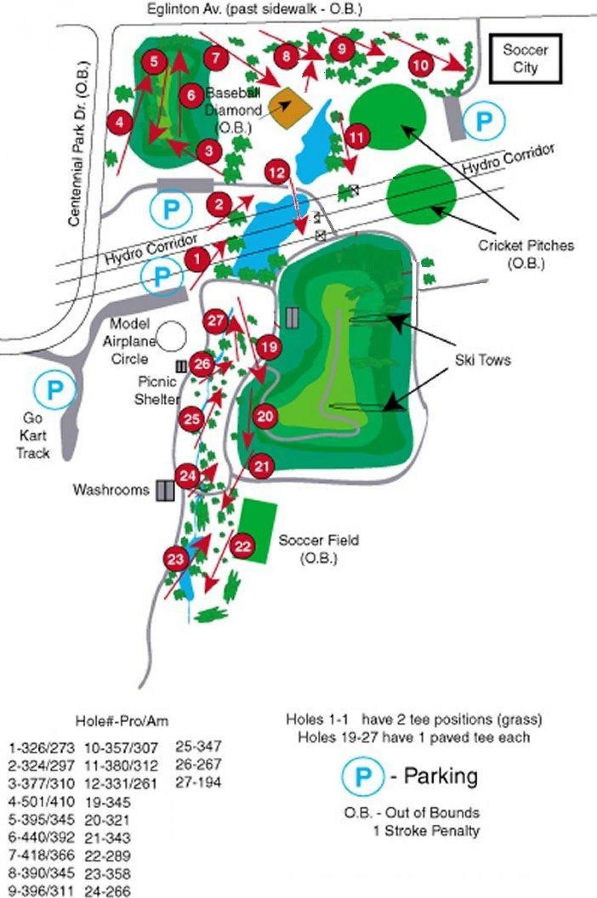 Peta dari Centennial Park golf Toronto