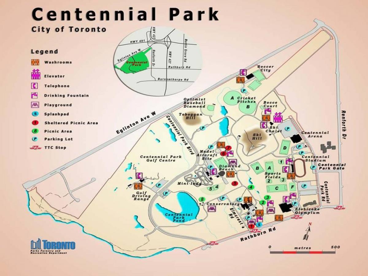 Peta dari Centennial Park rumah Kaca Toronto