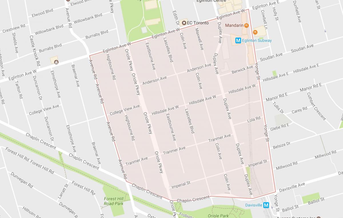 Peta dari Chaplin Estates lingkungan Toronto