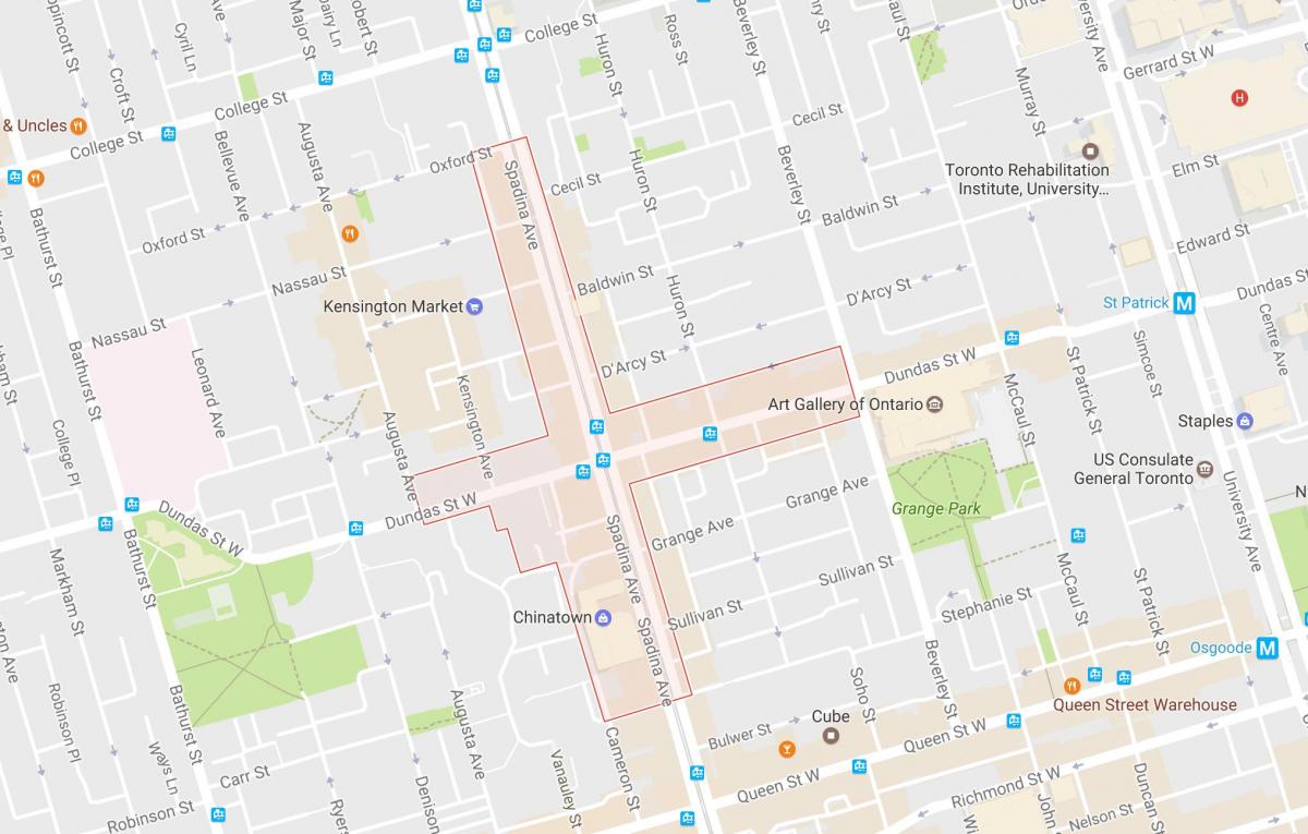 Peta dari Chinatown lingkungan Toronto