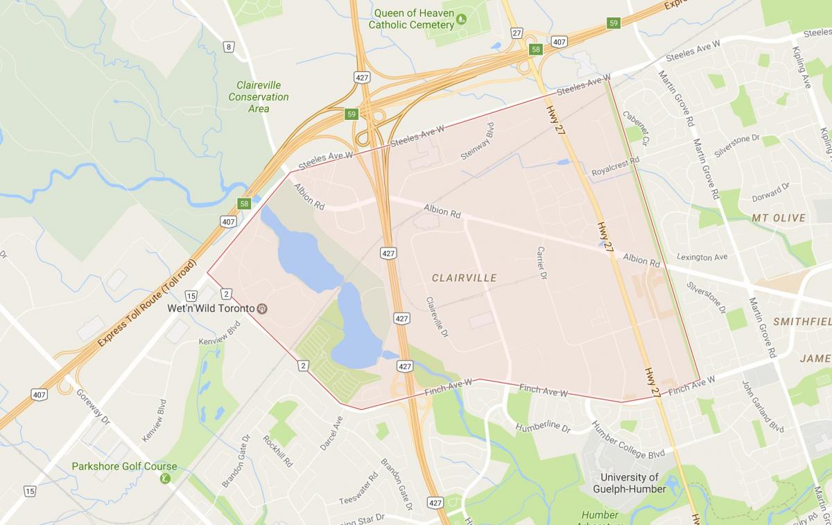 Peta dari Clairville lingkungan Toronto