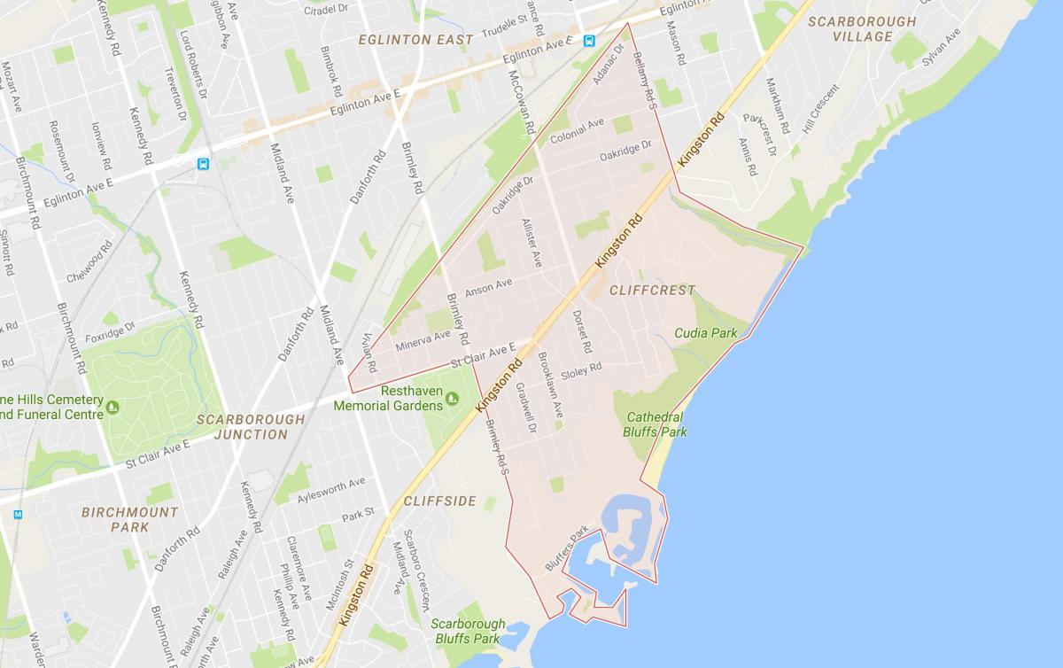 Peta dari Cliffcrest lingkungan Toronto