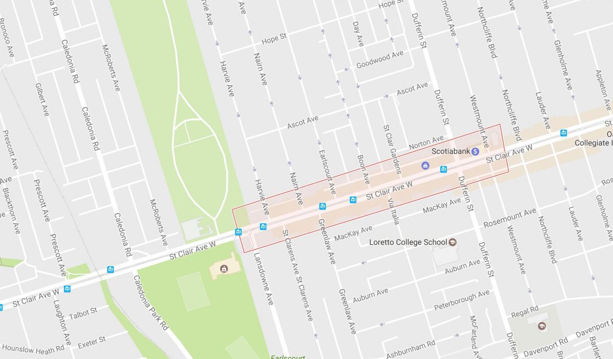 Peta dari Corso Italia lingkungan Toronto