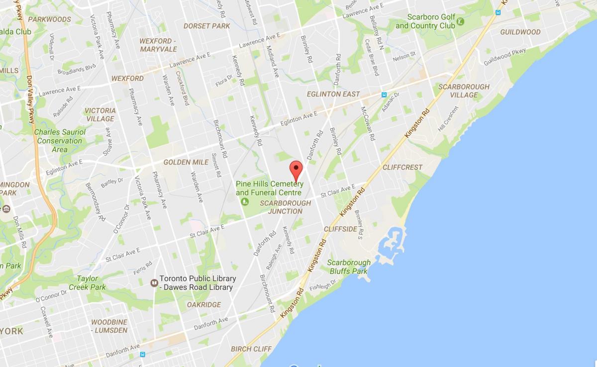 Peta dari Danforth jalan Toronto