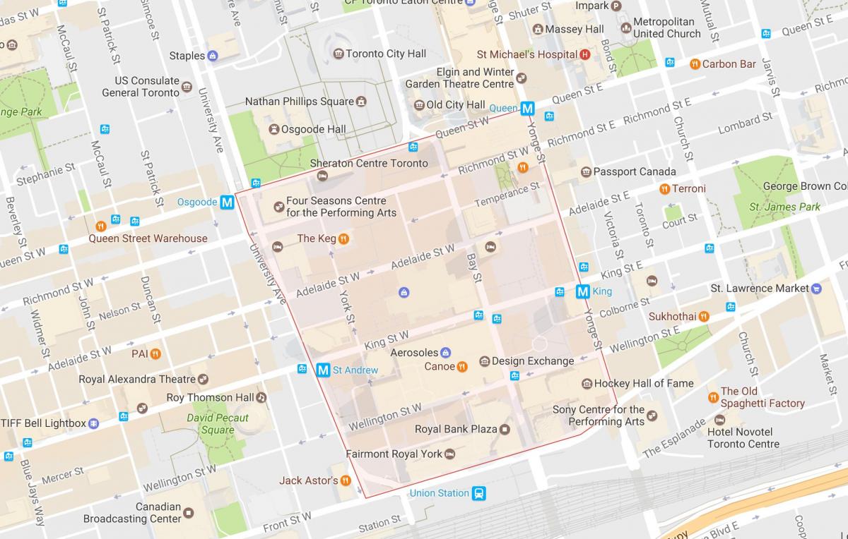 Peta Distrik Keuangan di lingkungan Toronto