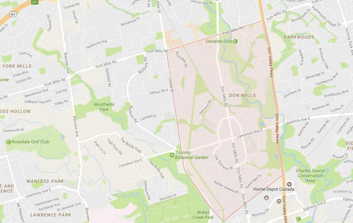 Peta Don Mills lingkungan Toronto