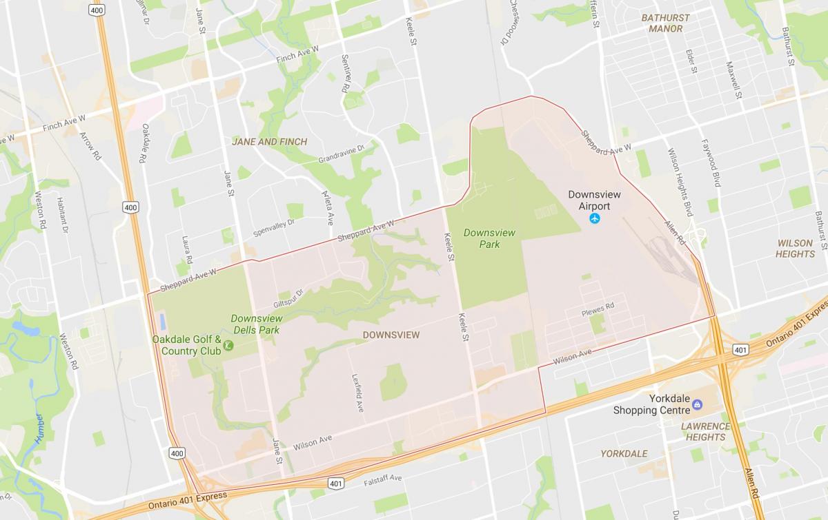 Peta dari Downsview lingkungan Toronto