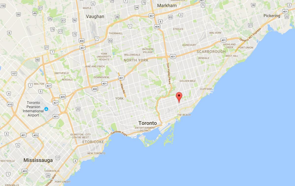 Peta dari East Danforth district, Toronto