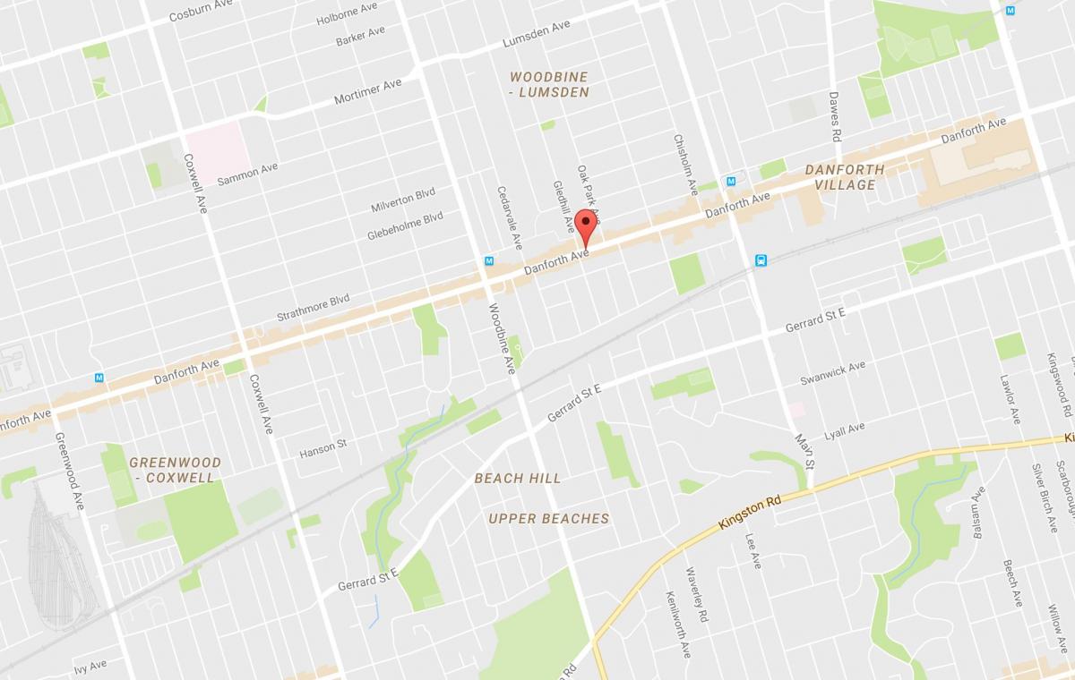 Peta dari East Danforth lingkungan Toronto