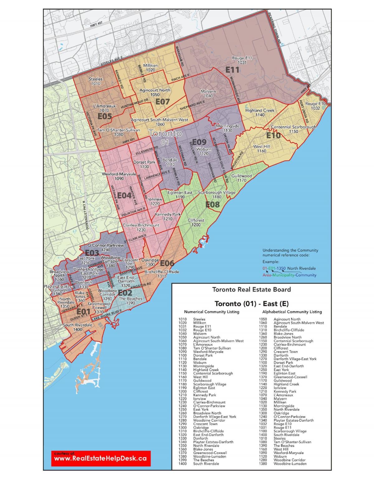 Peta dari timur Toronto