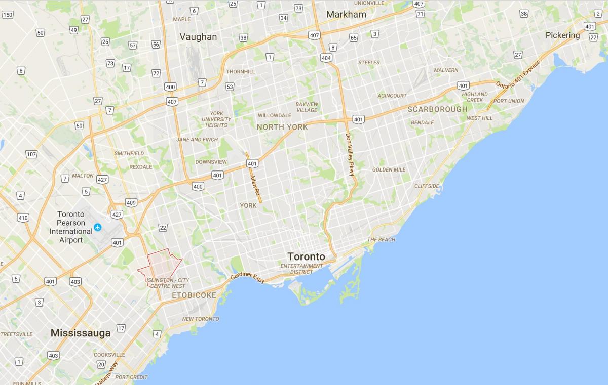 Peta dari Eatonville district, Toronto
