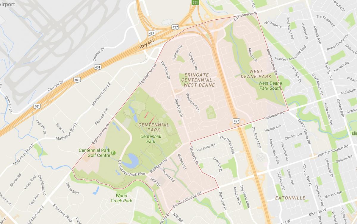 Peta dari Eringate lingkungan Toronto