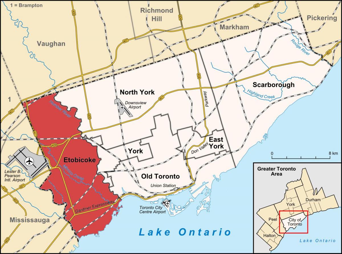 Peta dari Toronto district, Toronto