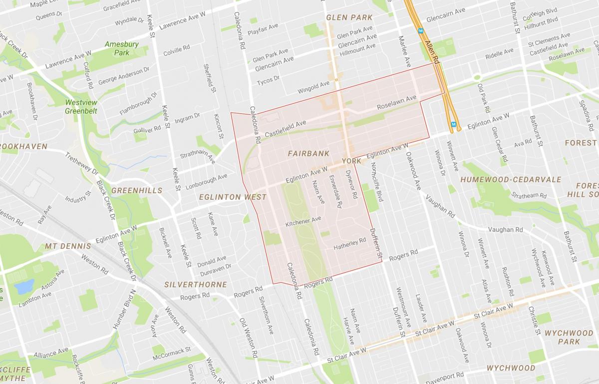 Peta dari Fairbank lingkungan Toronto
