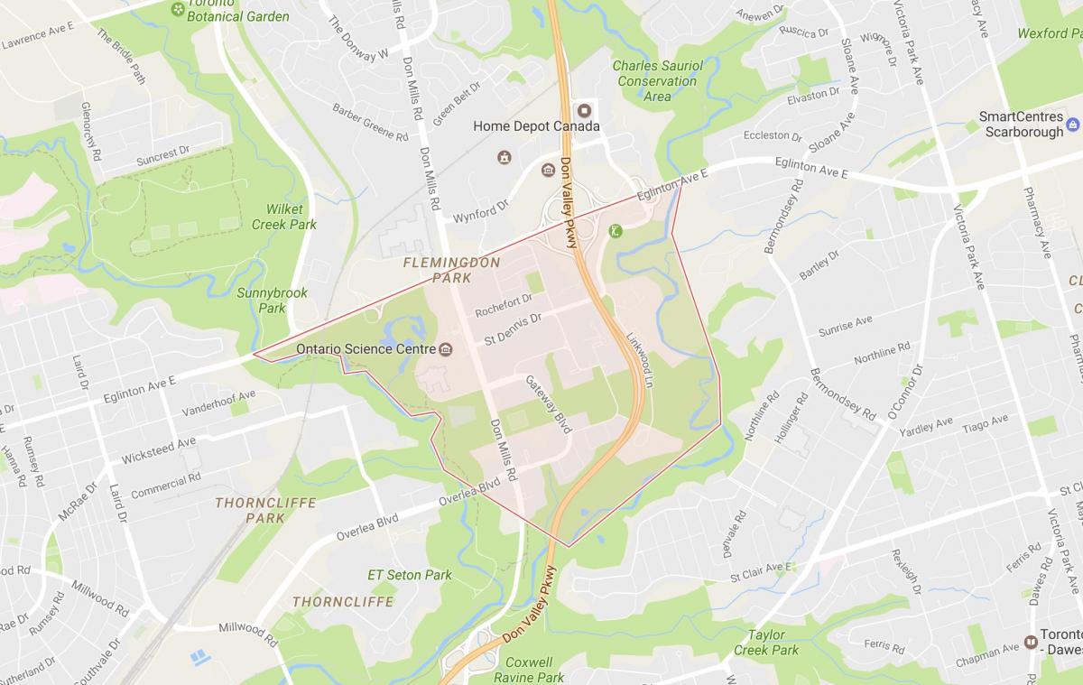 Peta dari Flemingdon Taman lingkungan Toronto
