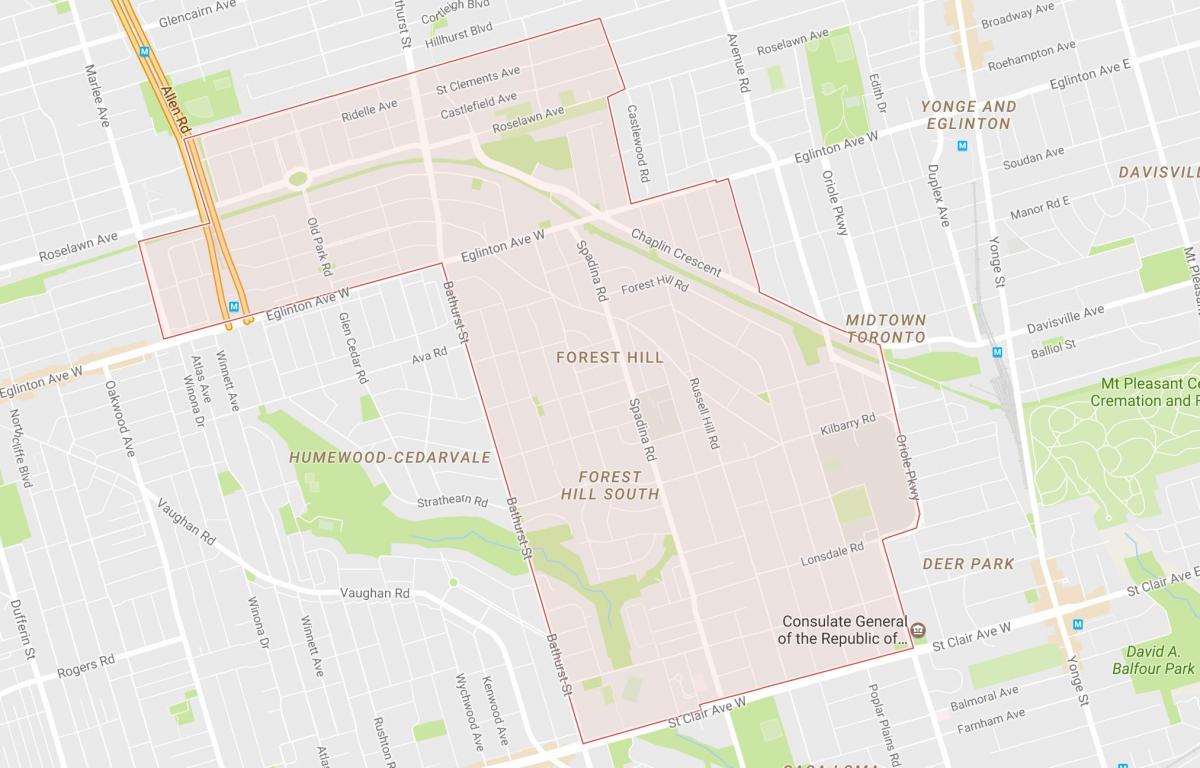 Peta dari Forest Hill lingkungan Toronto