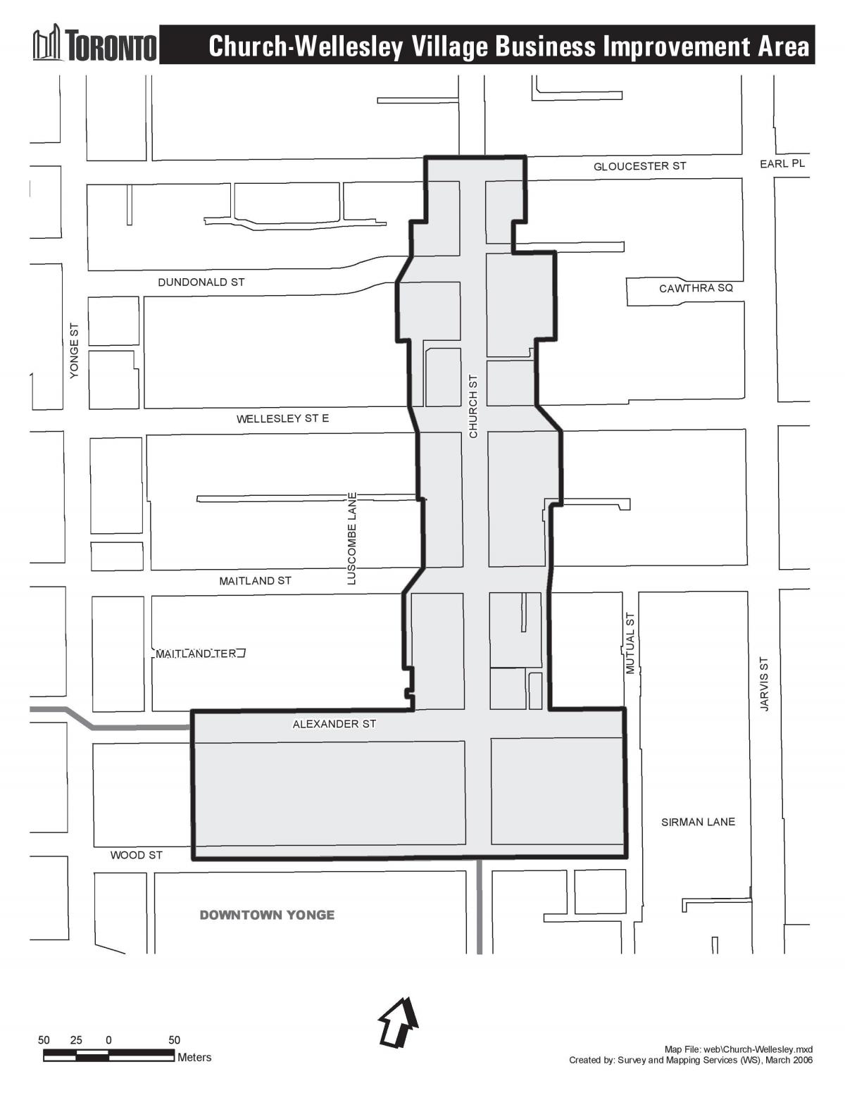 Peta dari Gereja-Wellesley Desa Peningkatan usaha Daerah Toronto