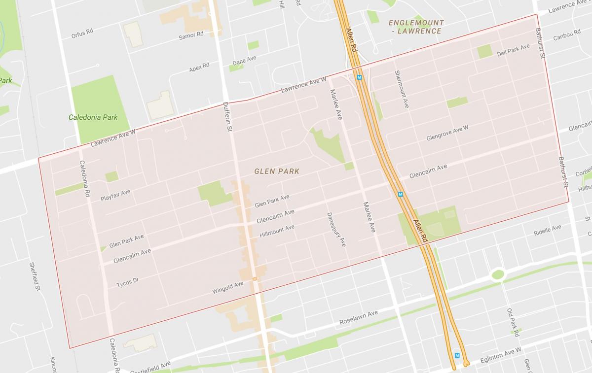 Peta dari Glen Park sekitar Toronto