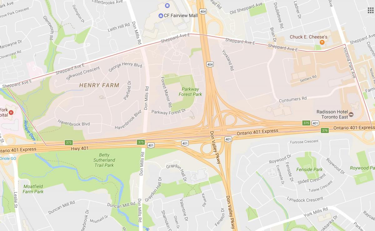 Peta dari Henry Pertanian lingkungan Toronto