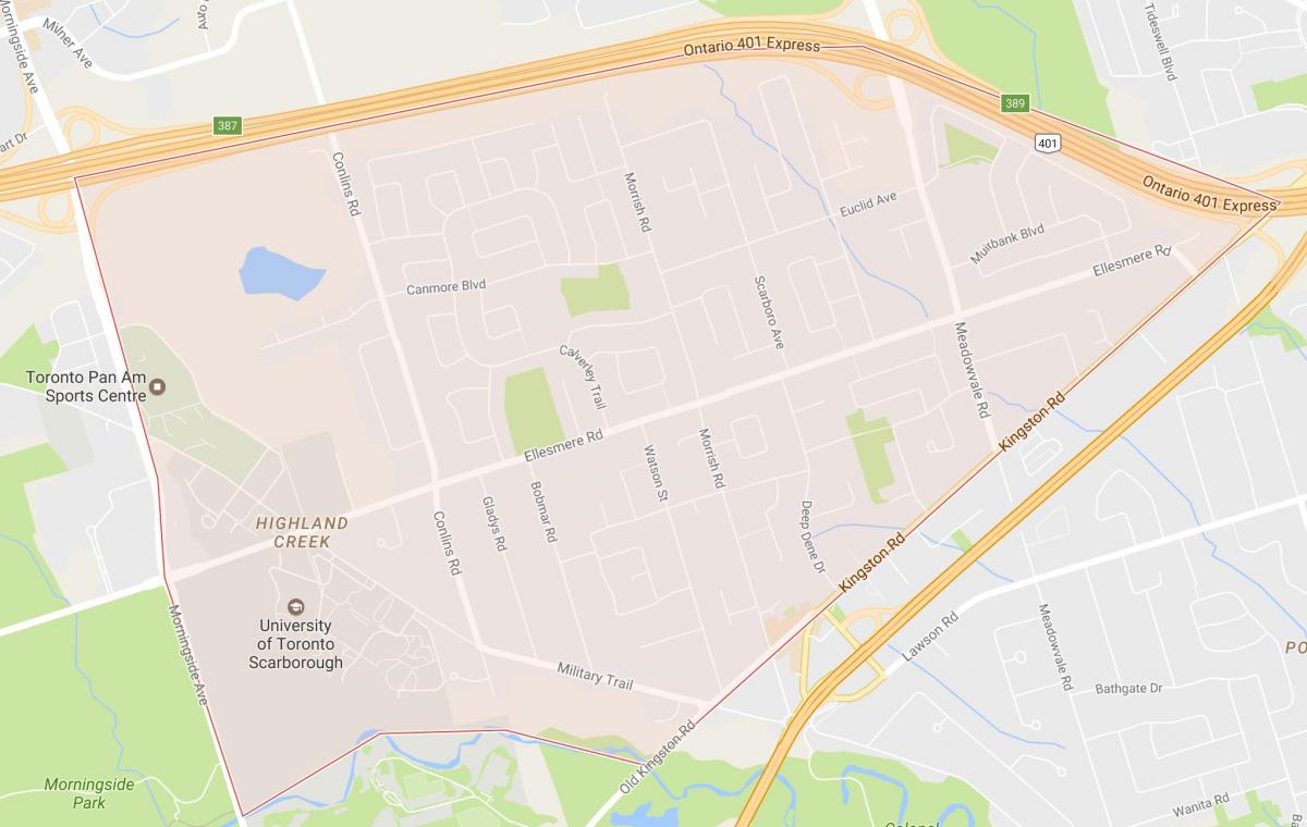 Peta dari Highland Creek lingkungan Toronto