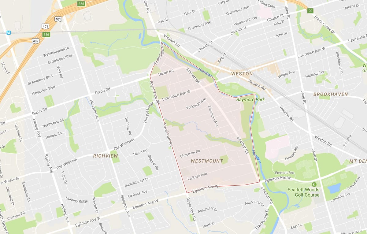 Peta dari Humber Heights – Westmount lingkungan Toronto