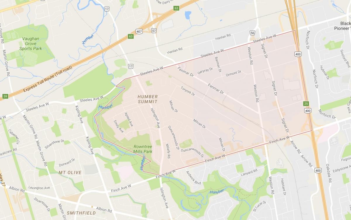 Peta dari Humber Ktt lingkungan di Toronto