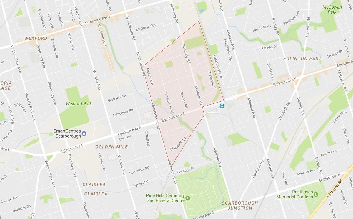Peta dari Ionview lingkungan Toronto