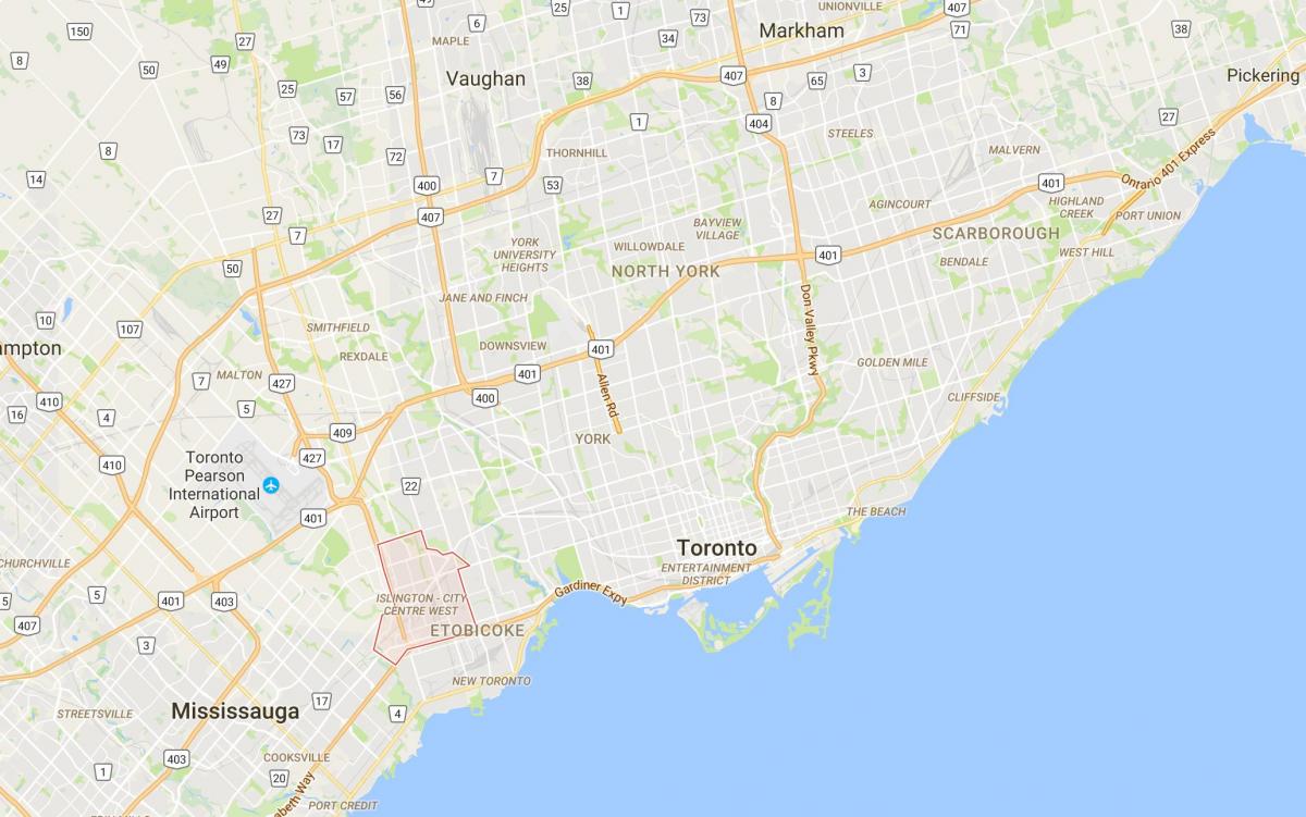 Peta dari Islington-City Centre West district, Toronto