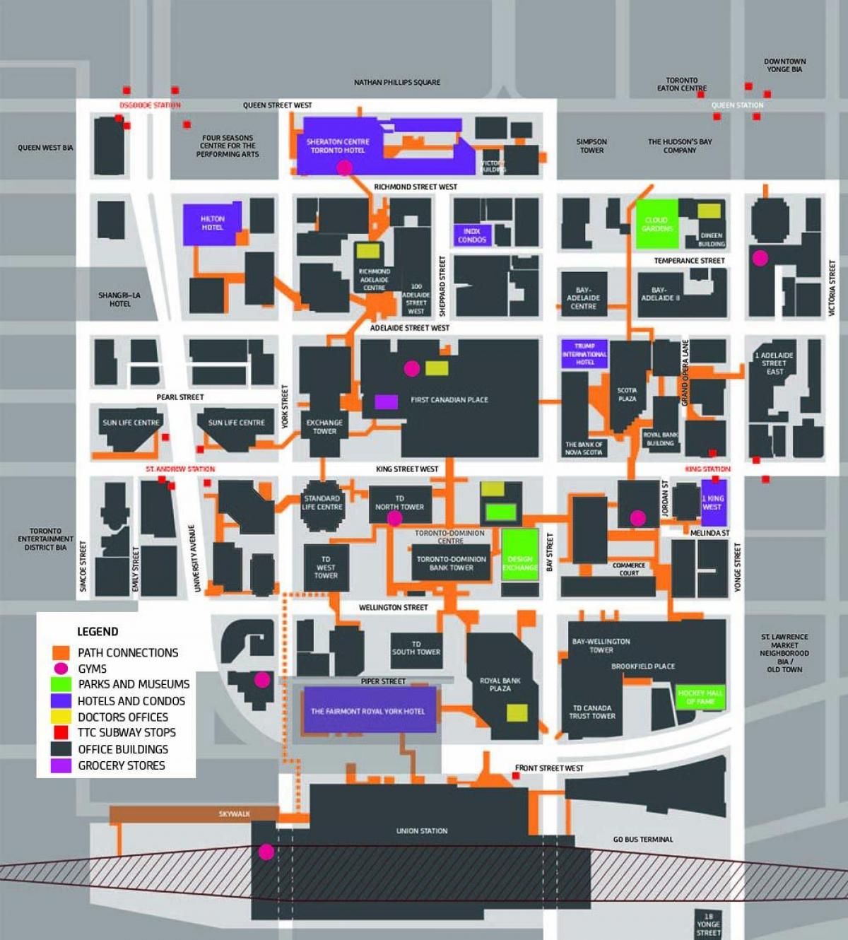 Peta Jalan pusat Kota Toronto Pejalan kaki