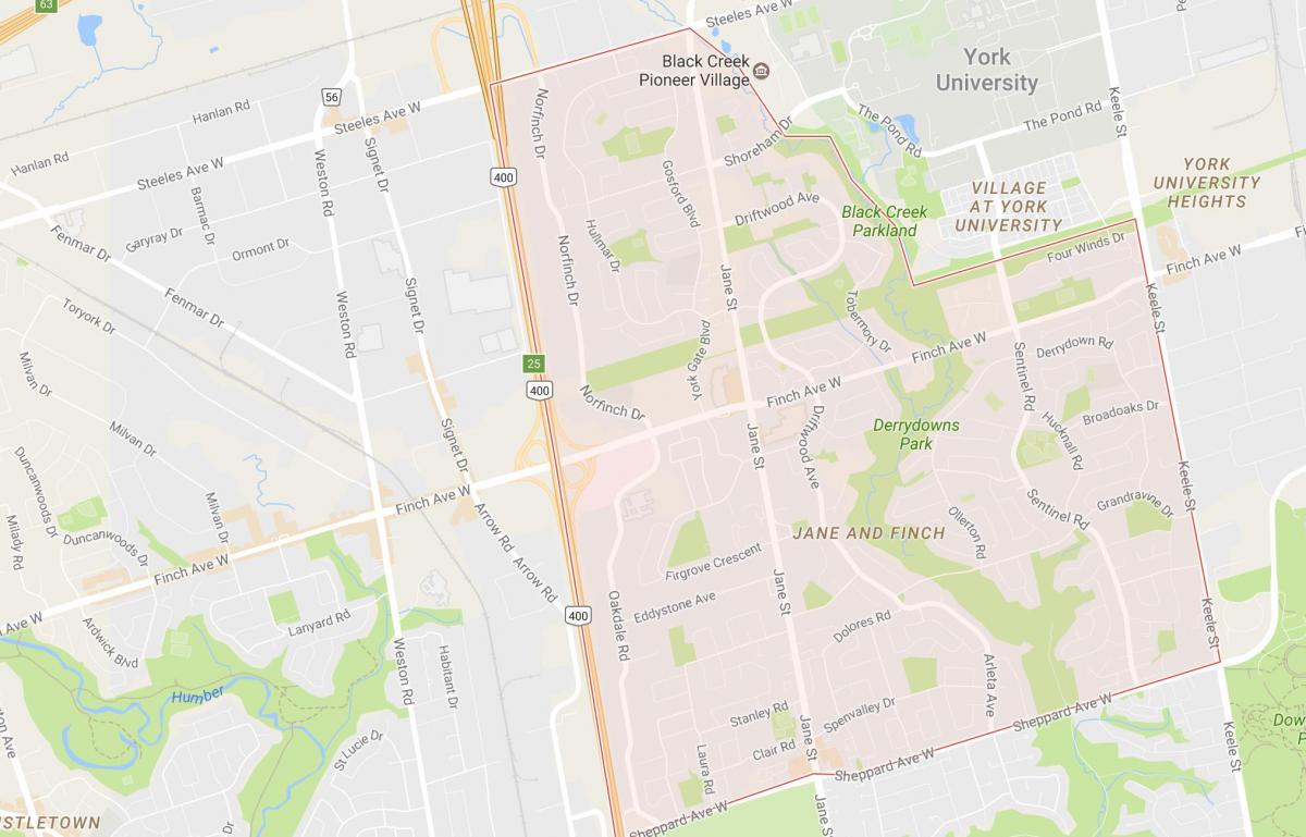 Peta dari Jane dan Finch lingkungan Toronto
