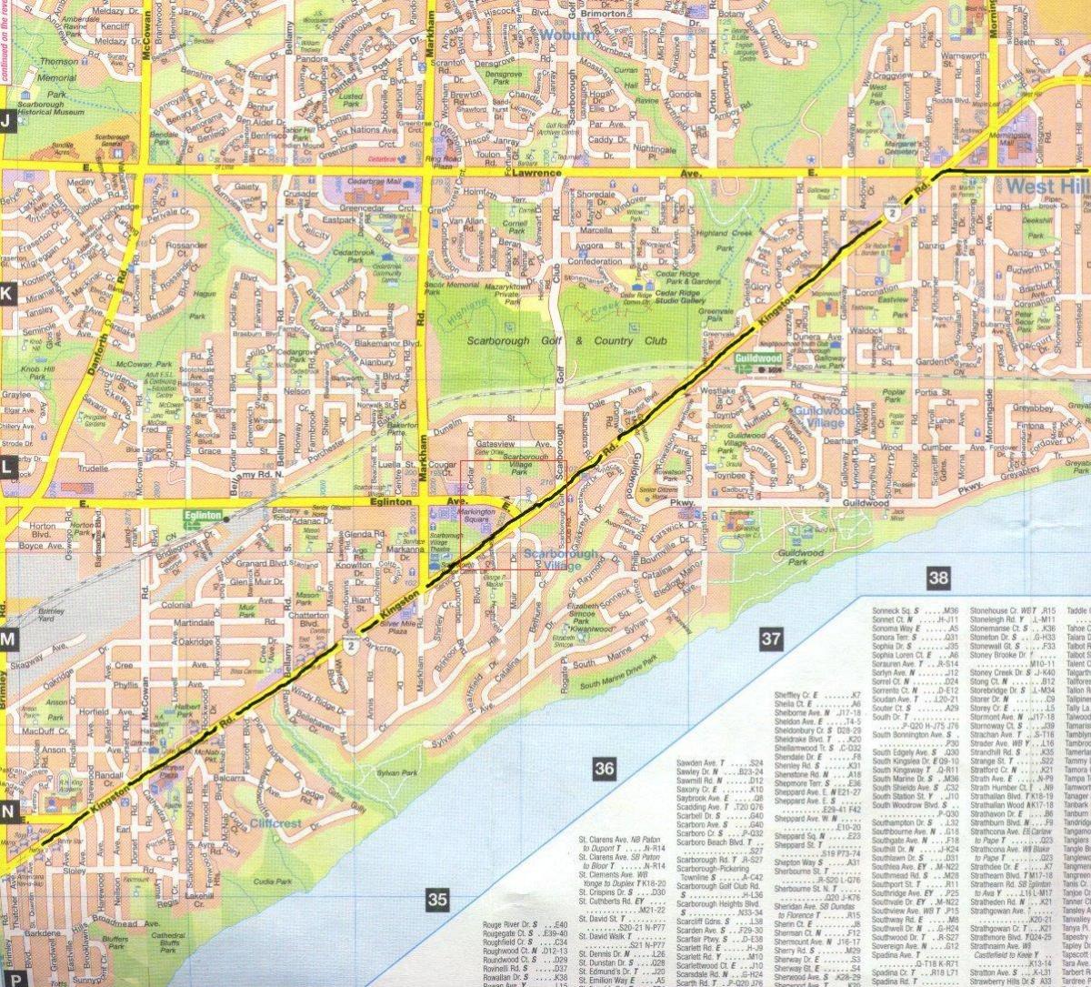 Peta dari Kingston road di Toronto