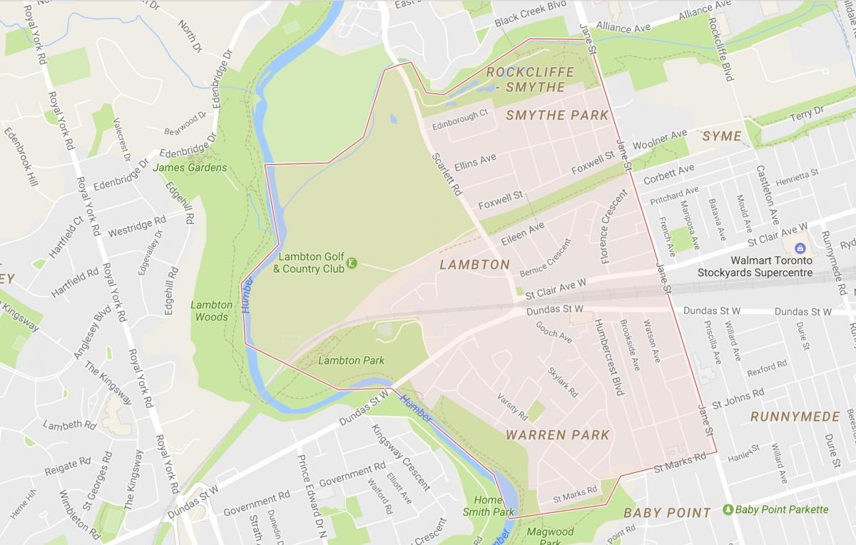 Peta dari Lambton lingkungan Toronto