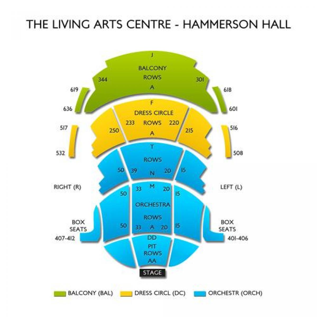 Peta dari Living Arts Centre hall Hammerson