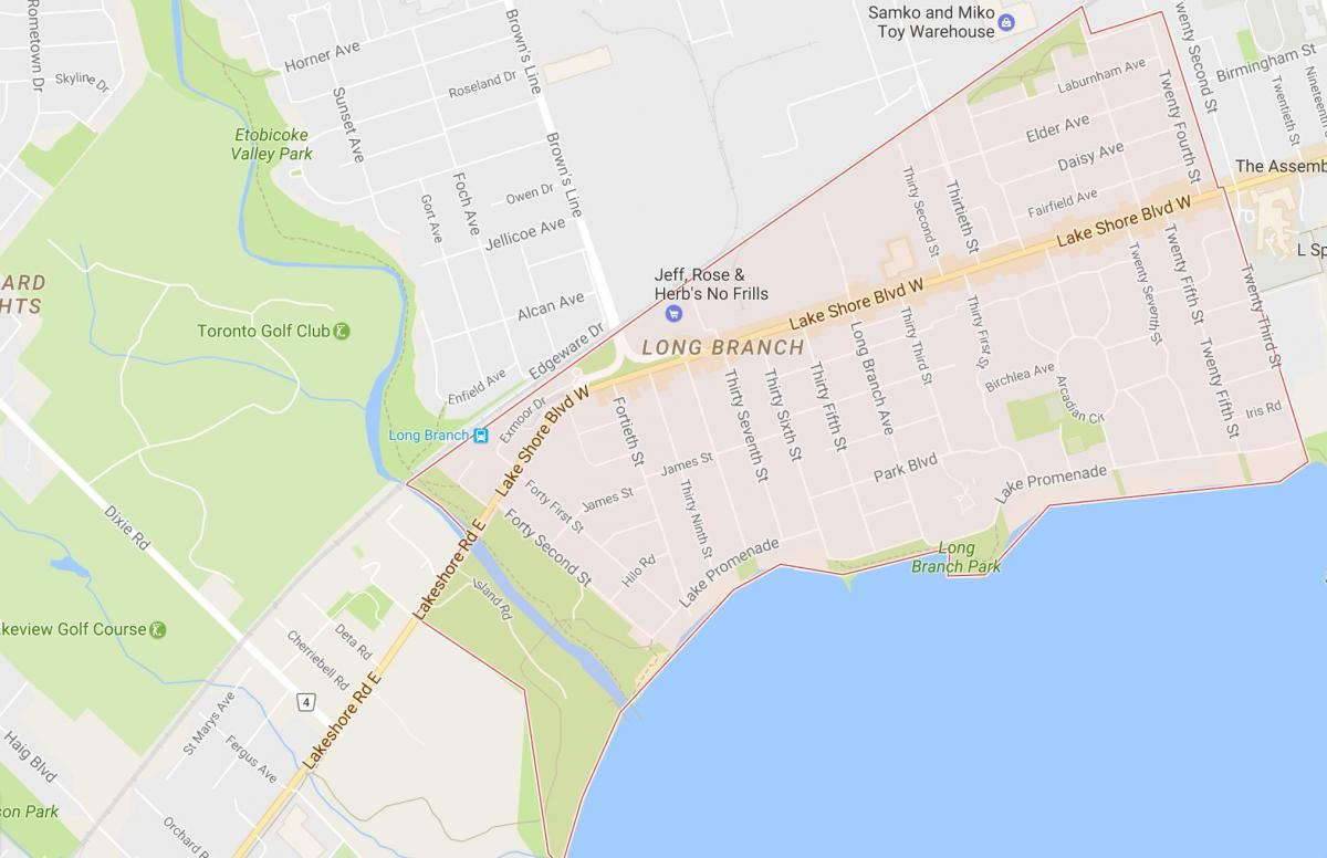 Peta dari Long Branch lingkungan Toronto