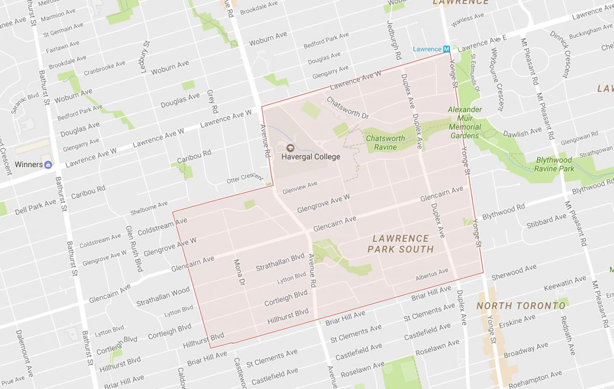 Peta dari Lytton Taman lingkungan Toronto