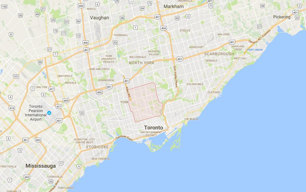 Peta dari Midtown district, Toronto