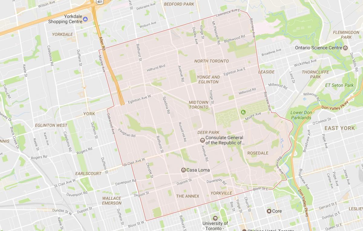 Peta dari Midtown lingkungan Toronto